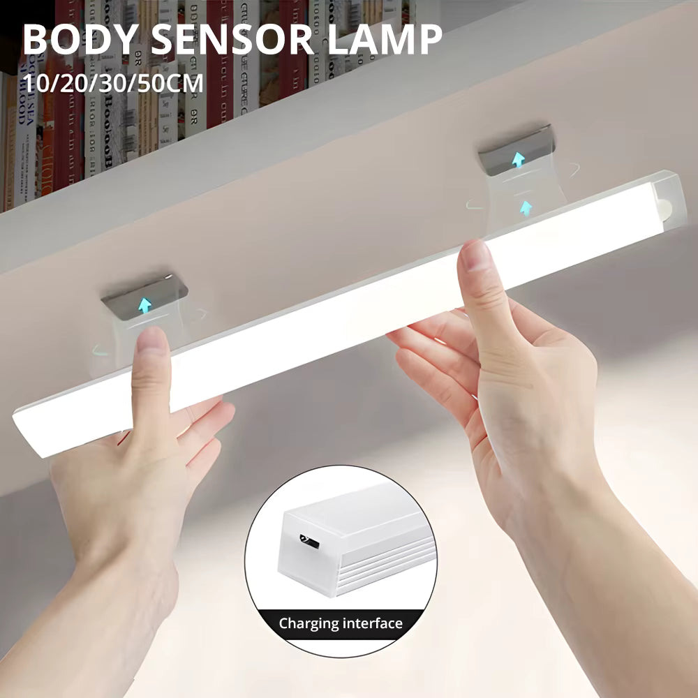💡 Luz LED Inteligente 30 cm com Sensor de Presença | Recarregável USB | Instalação Magnética